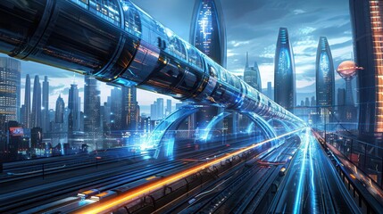 Fototapeta premium Urban Twilight. Skyscraper and Nature integration concept