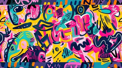 Urban graffiti pattern wallpaper