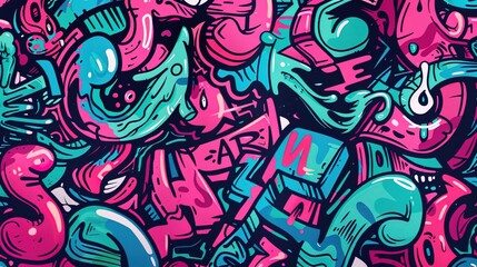 Urban graffiti pattern wallpaper