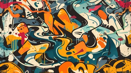 Urban graffiti pattern wallpaper