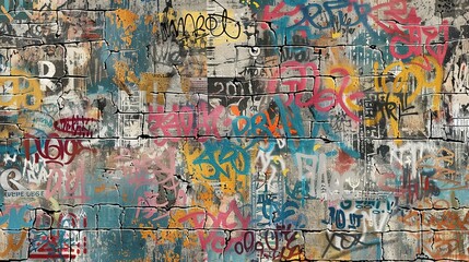 Naklejka premium Urban Graffiti pattern wallpaper