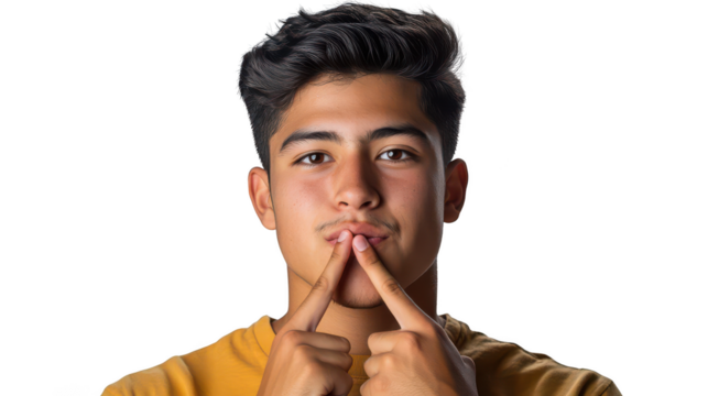 Young Man Making a Gesture with His Hands