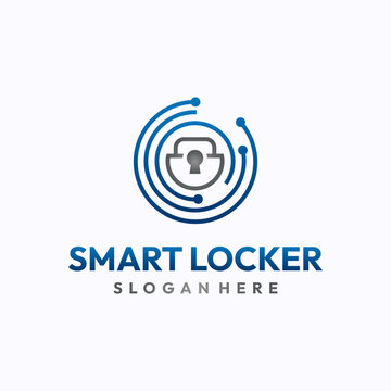 Smart locker logo design template. Safe storage technology concept. Creative vector symbol.