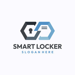 Smart locker logo design template. Safe storage technology concept. Creative vector symbol.
