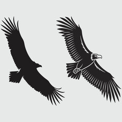 vulture silhouette vector design art and illustration