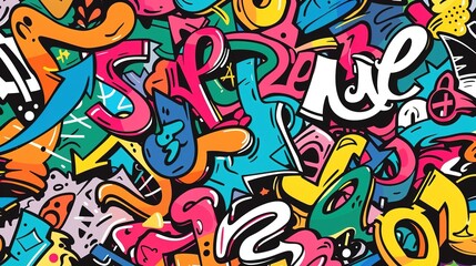 Naklejka premium Urban Graffiti pattern wallpaper