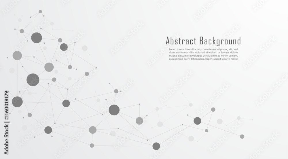 Poster Molecular structure and genetic engineering background. Abstract background with triangle shape pattern and molecular for innovation technology, science, and medicine. Vector illustration.