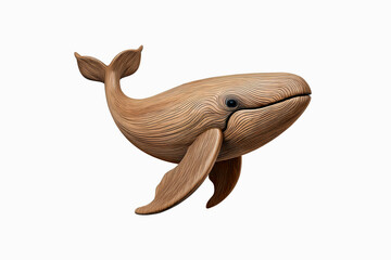 Fototapeta premium Wooden toy whale made of wood, isolate on white background.