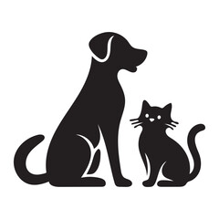 Simple Silhouette of a Dog and Cat, Perfect for Pet Lovers