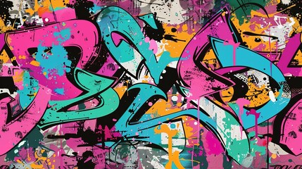 Naklejka premium Urban Graffiti pattern wallpaper