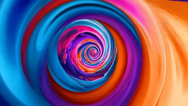 Video footage of vibrant, swirling vortex of colors including blue, orange, pink, and purple, creating a dynamic and mesmerizing visual effect