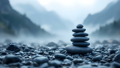 zen, stones, stacked, mist, light, rocky, surface, mountains, misty, towering, background, serene, tranquil, harmony, nature, balance, peaceful, meditative, elegant, scenic, outdoors, natural, calm,