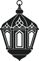 Islamic Lantern Silhouette - Traditional Arabic Lamp Vector Illustration