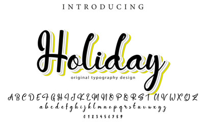 Holiday Font Stylish brush painted an uppercase vector letters, alphabet, typeface