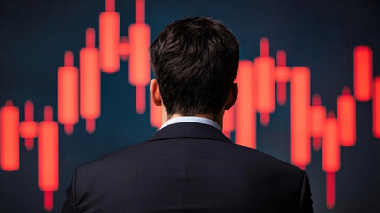 Business corporation competition. Business professional analyzing stock market data on a digital screen.