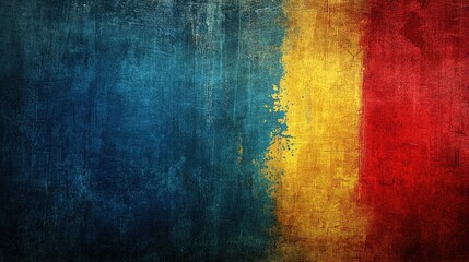 Obraz premium Grunge textured background in blue, yellow, red.