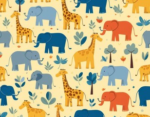 seamless pattern with elephants