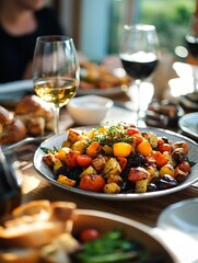 Gourmet Oven Roasted Vegetables with Herbs for a Perfect Dinner Side Dish : Generative AI