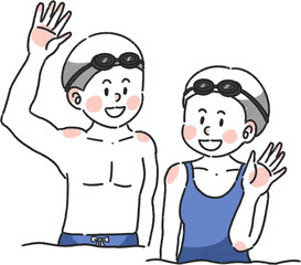 수영을 배우는 사람들