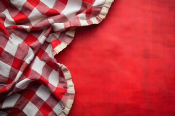 Red Gingham Checkered Fabric on Rich Red Background for Rustic Decor Ideas : Generative AI