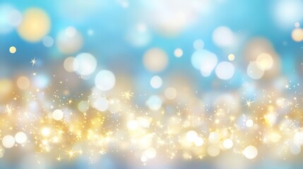 Gold Glitter Particles Flow with Shallow Depth of Field Underwater, Creating a Holiday Magic Shimmering Luxury Background with Festive Sparkles and Lights