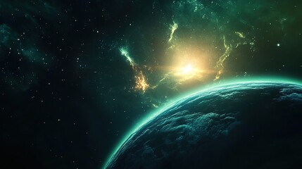 Obraz premium Stunning Dark Space Illuminated by Vibrant Colorful Aurora, Backdrop of Cosmic Beauty and Mystical Night Sky