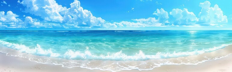 Fototapeta premium Serene Azure Day at the Beach. Tranquil natural landscape scene