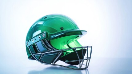 Fototapeta premium Vibrant Green Cricket Helmet: A Close-Up