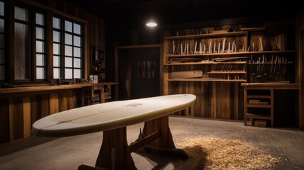 Surfboard Workshop with Wooden Interiors: Crafting and Design Trends in Modern Surfboard Manufacturing