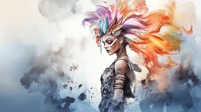 embrace gender inclusivity: a vibrant poster featuring a non-binary icon with colorful hair and fashionable style celebrating self-expression in contemporary sports interior design