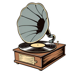 gramophone vinyl record with label. Music collection. old technology, retro sound design. vector...