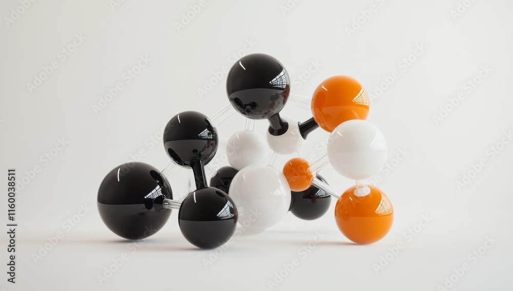 Poster abstract 3d model of connected spheres.