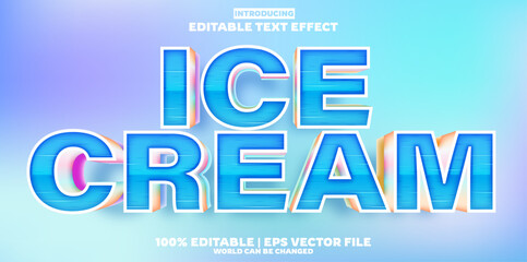 Ice Cream editable text effect in modern trend style