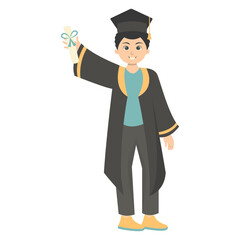 Illustration of People Graduation From University. Vector Character