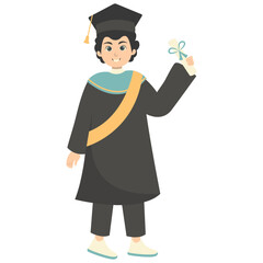 Illustration of People Graduation From University. Vector Character