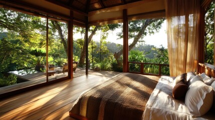 Tranquil Jungle Getaway: A Luxurious Bedroom With Stunning Views