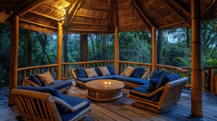 Relaxing Bamboo Gazebo with Tropical View