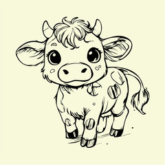 cute little cow sketch or drawing