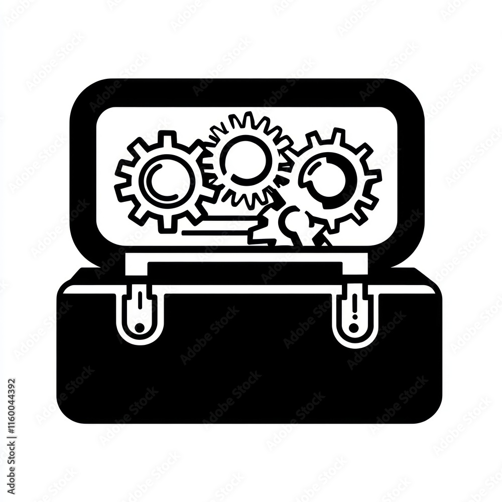 Poster tool box with gears showing mechanism.