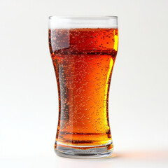 glass of ginger ale with bubbles, crisp and refreshing isolated design on white background