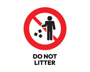 No Littering Sign with Clear Prohibition Symbol, Crucial for Environmental Protection and Public Cleanliness, High-Quality Vector Stock Image