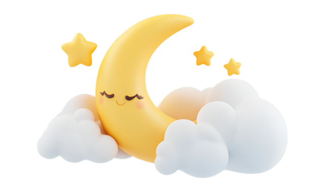 Dreamy Moonlit Clouds with Golden Stars