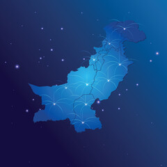 Obraz premium Pakistan map internet network