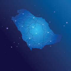 Obraz premium Saudiarabia map internet network