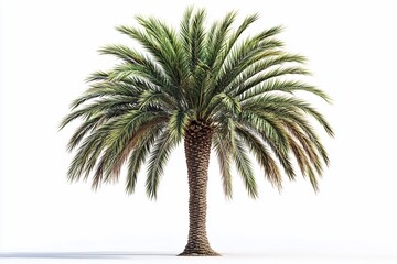 Isolated date palm tree on white background.