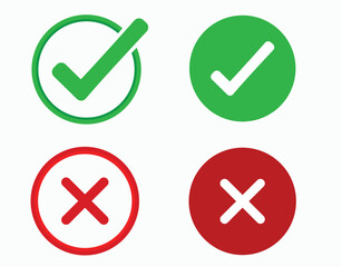 yes and no buttons, Vector of check Mark And Cross Circles, icon green, red color