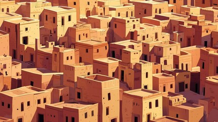 Colorful Adobe Architecture in Arid Landscape with Unique Shapes