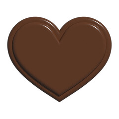 ハートの形のビターチョコレート　3dレンダリング　背景透過　png