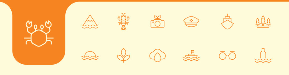 ocean line design vector icons