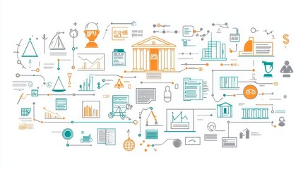 Obraz premium Six aspects of compliance - Rules, Policies, Guidelines, Compliance, Law, Governance. Infographic template with icons and description placeholder